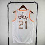 NBA 21 Duncan Spurs 2023-24 city Maillot blanc imprimé